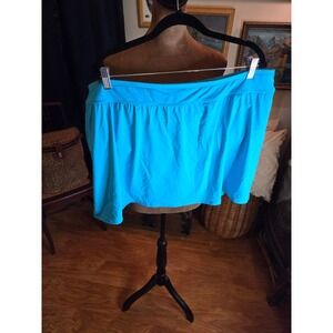 Lands End Turquoise Blue Swim Skirt with Built-in Brief Plus Size 22W